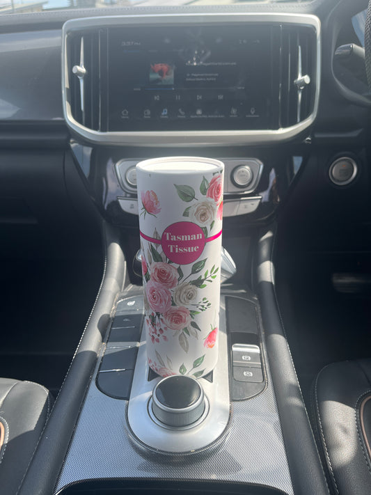 Paper tissue in flower cylindrical container for car and desk