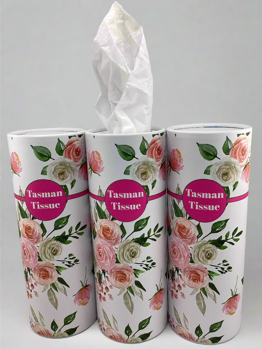 Paper tissue in flower cylindrical container for car and desk