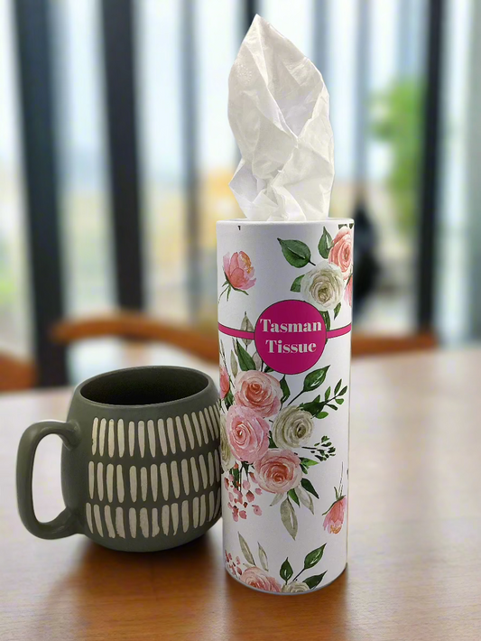 Paper tissue in flower cylindrical container for car and desk