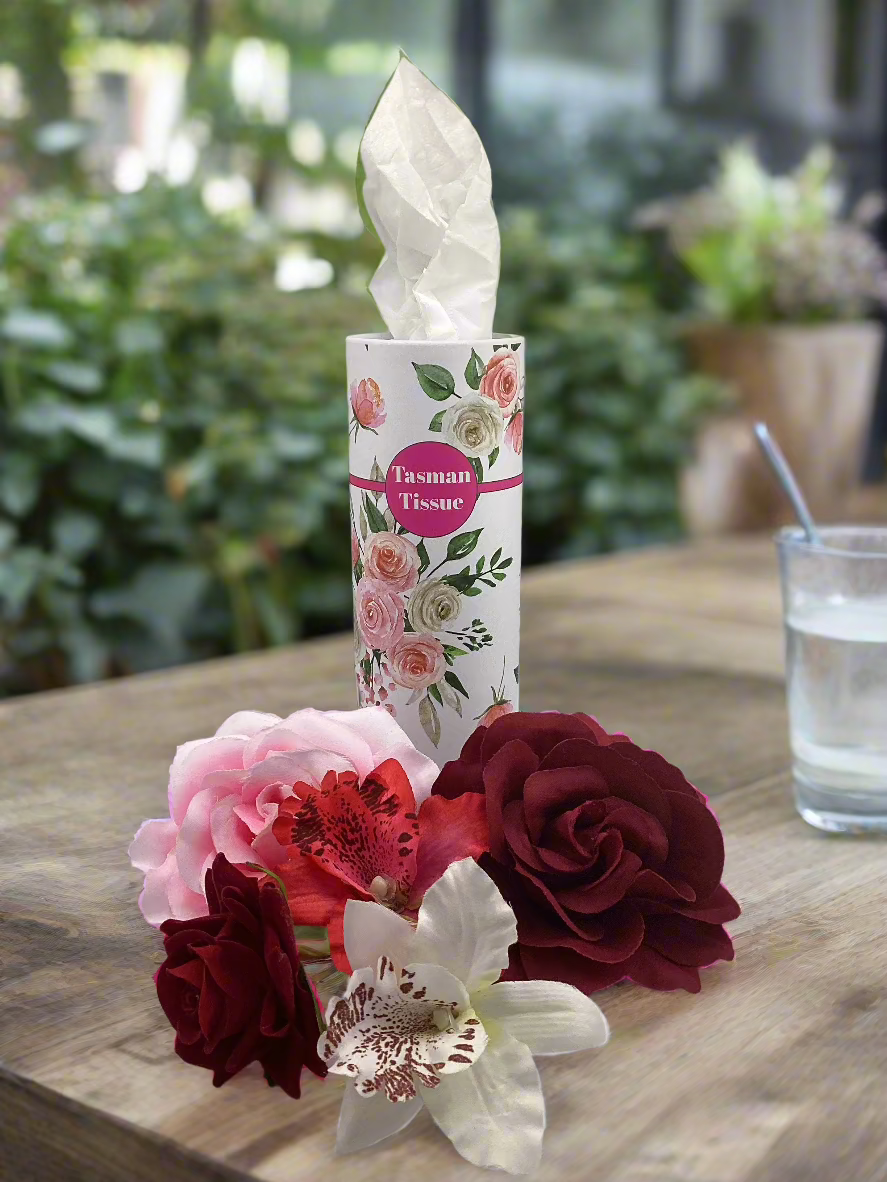 Paper tissue in flower cylindrical container for car and desk