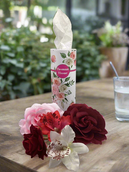 Paper tissue in flower cylindrical container for car and desk